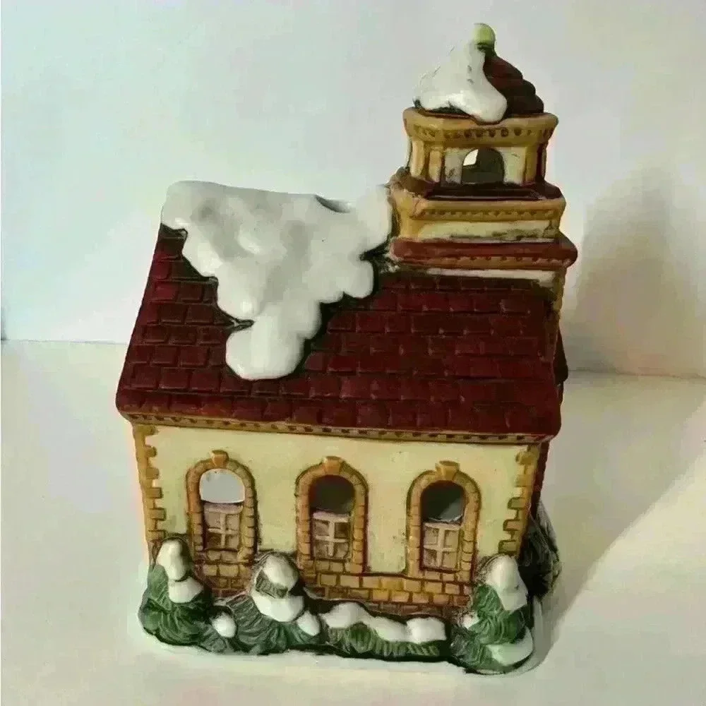 Lefton Christmas Church Candle Holder Colonial Village Building - 1986